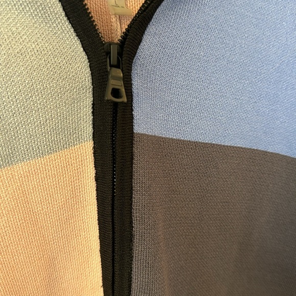 Anne Klein Women's Color Block Zip Front Cape Cardigan poncho double zipper L - Picture 7 of 15